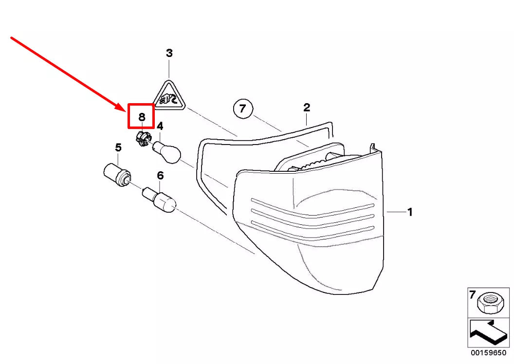 NEW BMW X3 E83 TAILLIGHT BULB SOCKET 7192503 63267192503 ORIGINAL