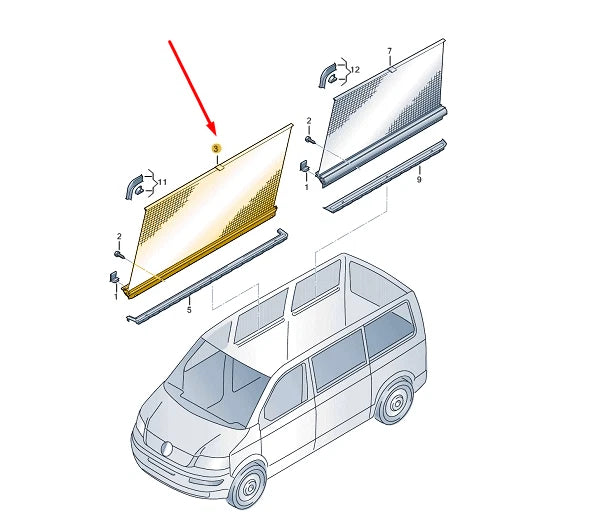 NEW VW TRANSPORTER T6 CENTRE LEFT SLIDING DOOR SUNBLIND 7E586131381U ORIGINAL