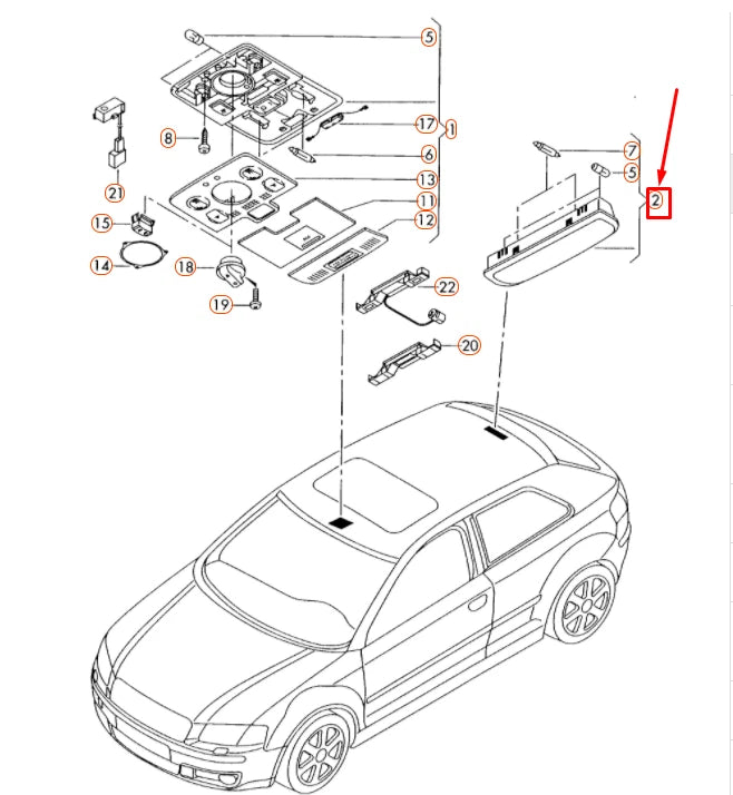 NEW AUDI A3 8P REAR INTERIOR AND READING LIGHT 8E0947111A9NQ ORIGINAL
