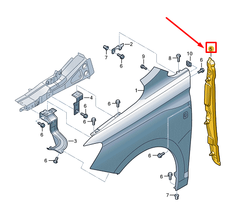 new vw caddy sb mk4 front left fender closing element 2k7821111a original