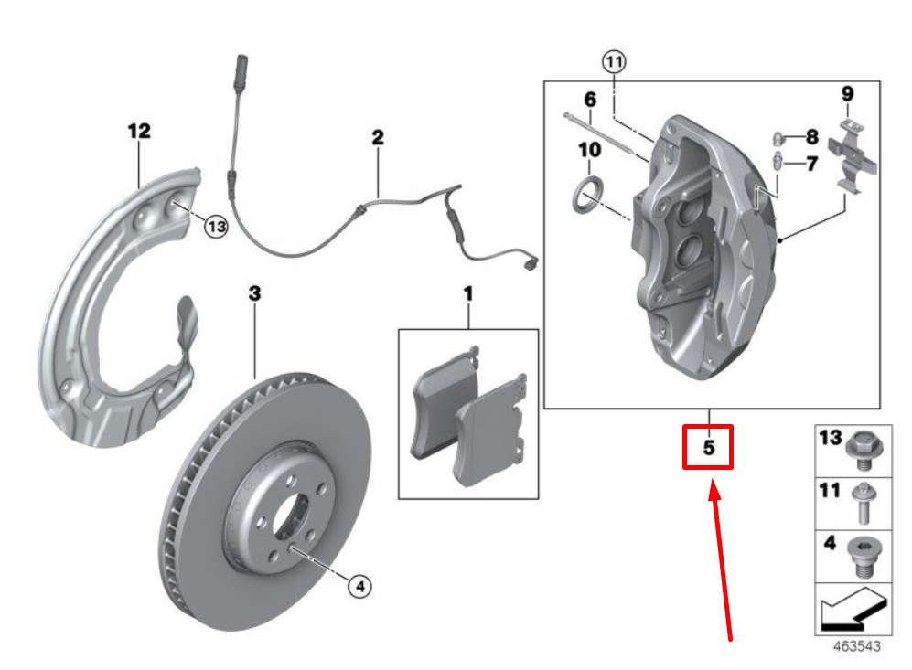 new bmw 3 g20, g28 front right brake caliper 6891304 34116891304 original