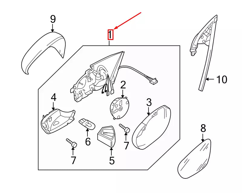 NEW VW EOS 1F FRONT LEFT WING MIRROR 1Q1857507BD9B9 ORIGINAL