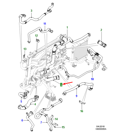 new jaguar f-pace x761 bottom hose t2h2570 original
