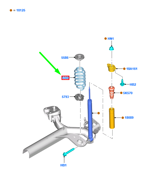 new ford ecosport mk2 rear coil spring dn1c-5560-ae 1902495 original
