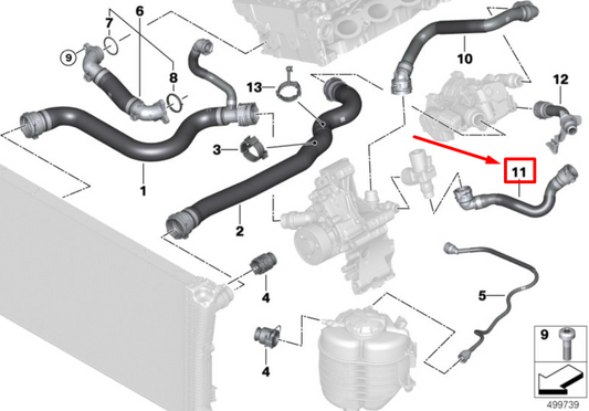new bmw 3 g20 radiator coolant hose 17128689864 8689864 original