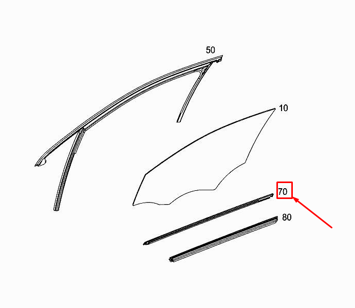 new mercedes-benz a w176 front right window sealing rail a1767250165 original