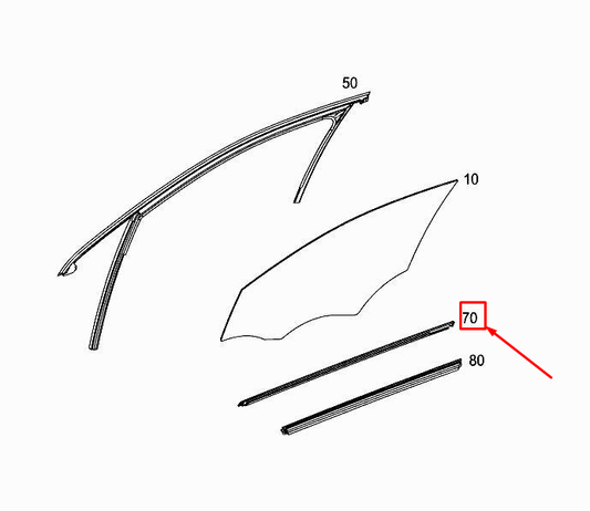 new mercedes-benz a w176 front right window sealing rail a1767250165 original