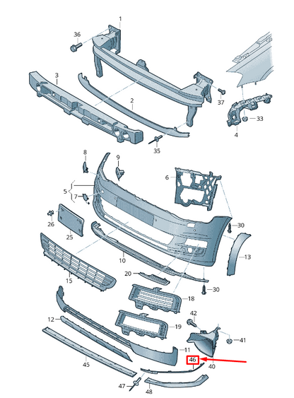 new vw golf vii 5g mk7 front right upper bumper spoiler 5g0805904e041 original