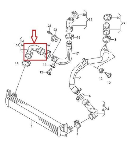 new audi a1 8x intercooler hose pipe 6r0145834f 1.6 tdi original