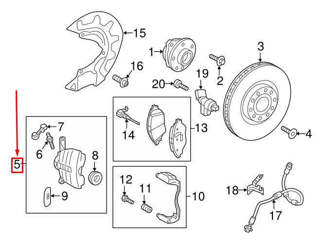 NEW AUDI A3 SPORTBACK 8V FRONT LEFT BRAKE CALIPER 8V0615123F ORIGINAL