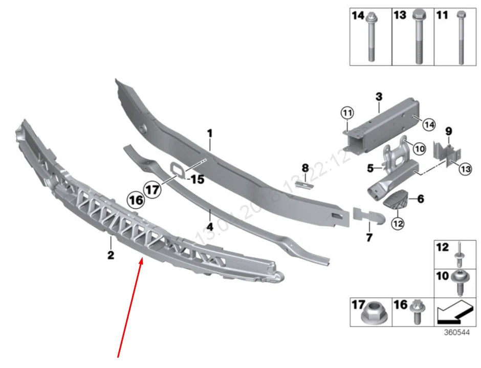 NEW BMW 3 GT F34 FRONT M SPORT BUMPER FOAM 51118057321 8057321 2016 ORIGINAL