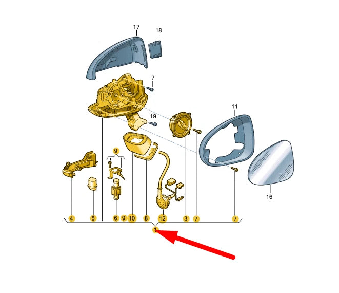 NEW VW TOUAREG 7P FRONT LEFT SIDE DOOR MIRROR HOUSING RHD 7P6857507P9B9 ORIGINAL