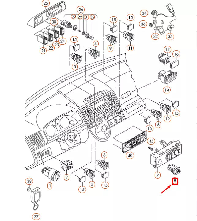 NEW VOLKSWAGEN TRANSPORTER T5 EMERGENCY LIGHT SWITCH 6Y0953235A303 ORIGINAL