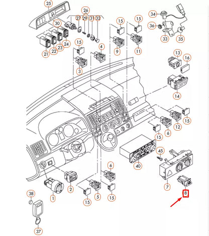 NEW VOLKSWAGEN TRANSPORTER T5 EMERGENCY LIGHT SWITCH 6Y0953235A303 ORIGINAL
