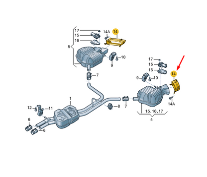 new audi a8 d4 rear left side exhaust tail pipe trim 4h0253825k original