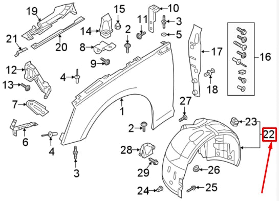 NEW AUDI A5 8W6 FRONT LEFT INNER ARCH LINER 8W6821171C ORIGINAL
