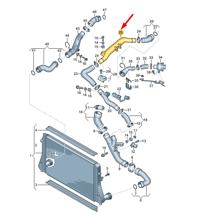 NEW VOLKSWAGEN GOLF MK6 CHARGE AIR COOLER AIR PIPE 1K0145945C ORIGINAL