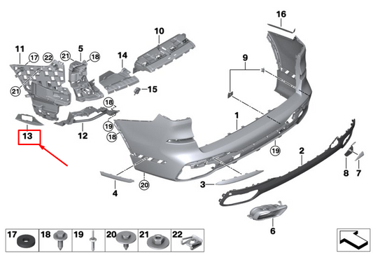 new bmw x7 g07 rear left bumper absorber funnel 51128094413 original