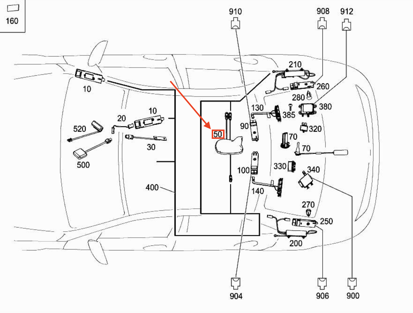 new mercedes-benz c w204 rear center roof antenna a2049054804649999 original