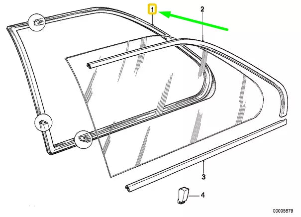 NEW BMW 3 COUPE E30 REAR LEFT FIXED SIDE WINDOW SEALING 51361888325 ORIGINAL