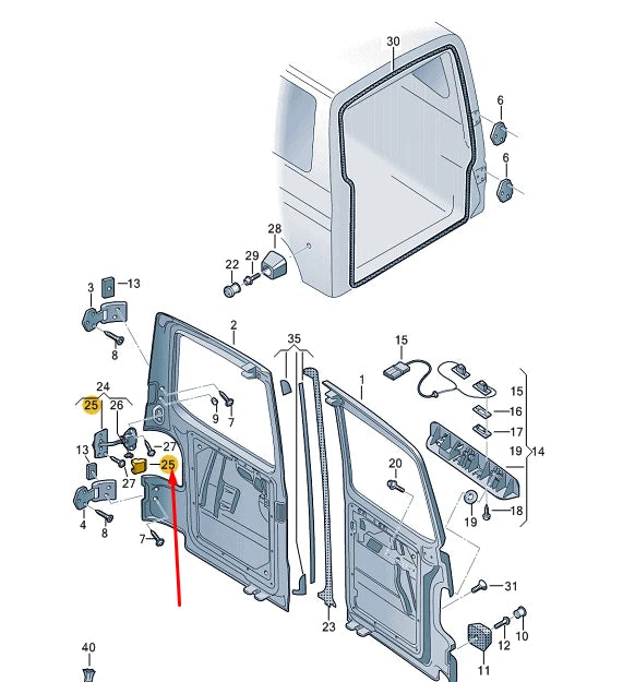 NEW VW TRANSPORTER VI T6 REAR WING DOOR ACTUATOR 7H0827701A ORIGINAL