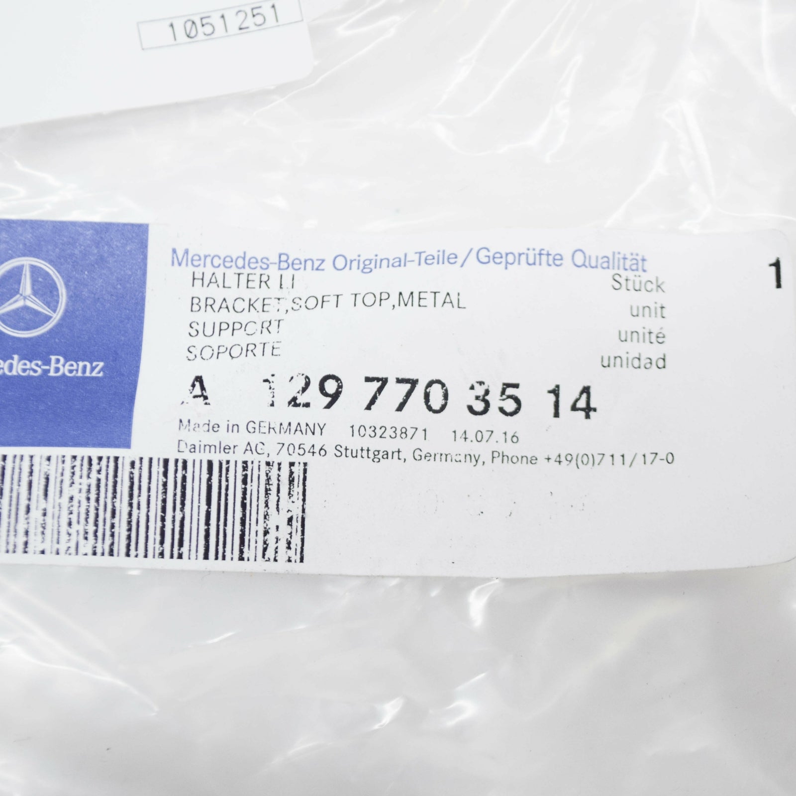 NEW MERCEDES-BENZ SL R129 FOLDING TOP LEFT BRACKET A1297703514 ORIGINAL