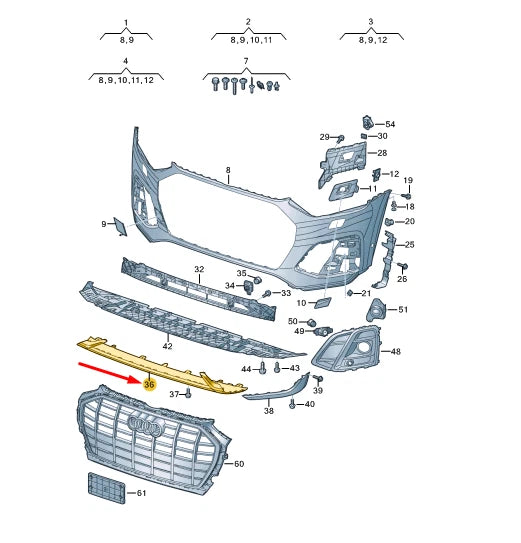NEW AUDI Q5 FY FRONT BUMPER LOWER SPOILER 80A807531B9B9 2020 ORIGINAL