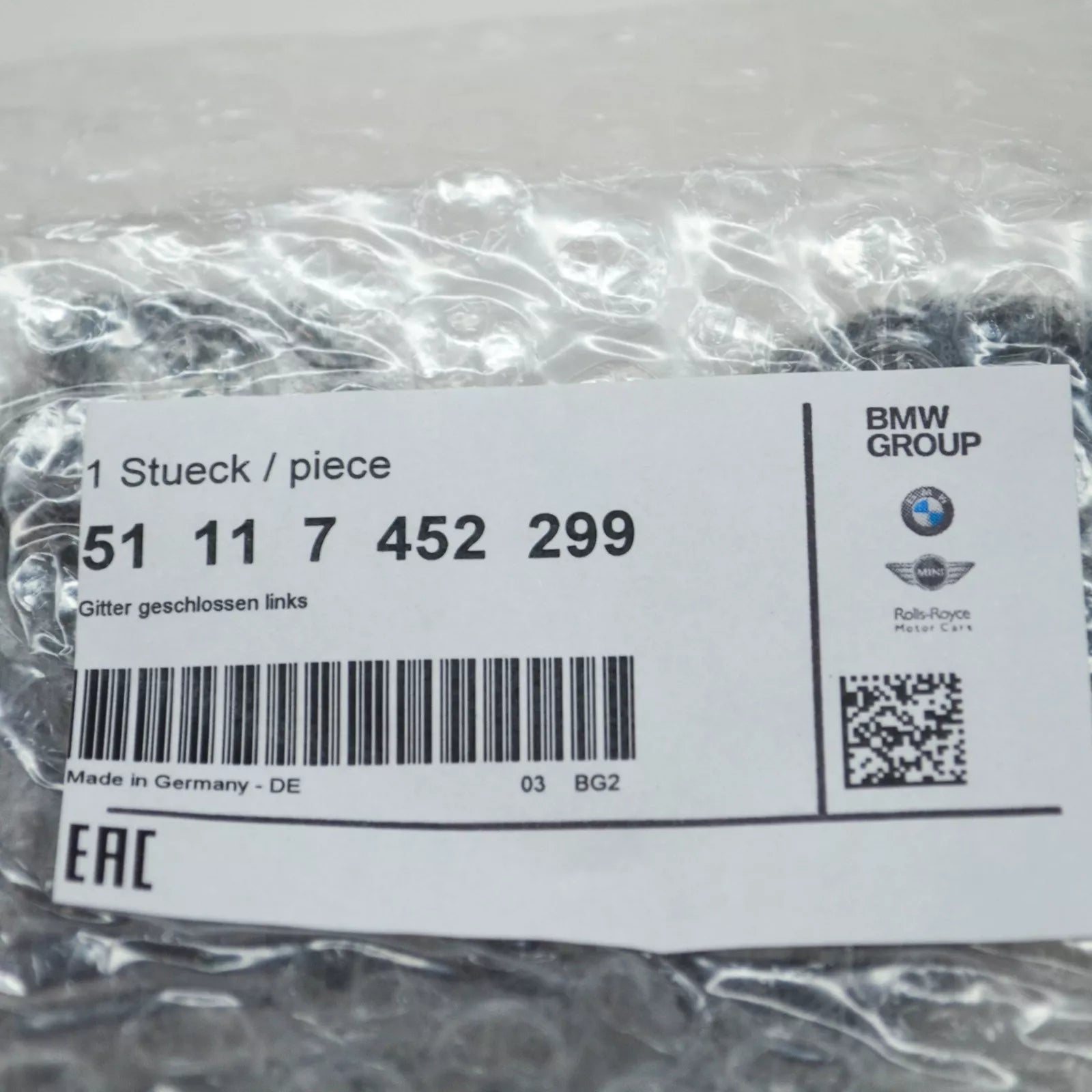 NEW BMW 2 CABRIO F23 FRONT BUMPER LEFT CLOSED GRILLE 51117452299 ORIGINAL