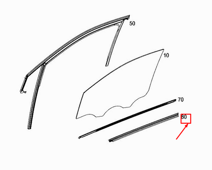 new mercedes-benz b w246 front right window sealing rail a2467251200 original