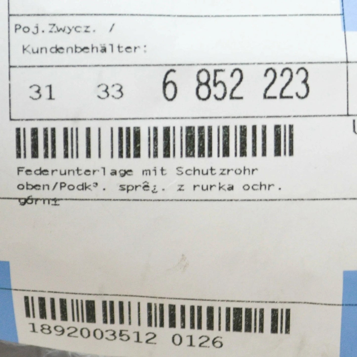 NEW BMW I3 I01 FRONT TOP SPRING PAD PROTECTIVE TUBE 31336852223 ORIGINAL