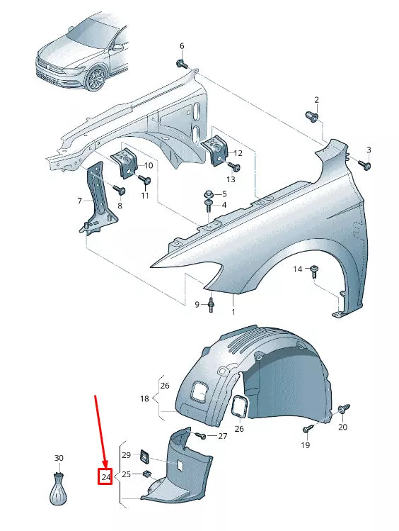 NEW VW PASSAT B8 3G FRONT RIGHT INNER FENDER LINER 3G0805912T ORIGINAL