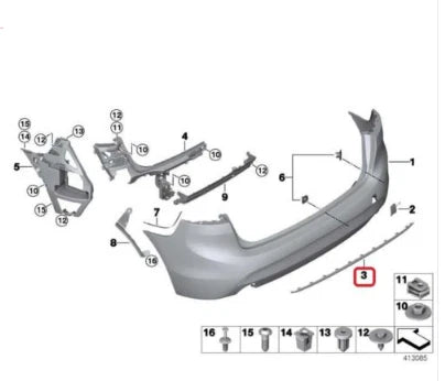 NEW BMW 2 F45 SPORT LINE REAR BUMPER TRIM 51127348294 ORIGINAL