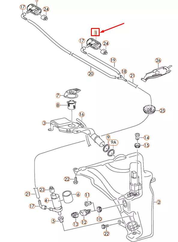 NEW AUDI A4 B8 FRONT WINDSHIELD RIGHT WATER JET 8T0955988C ORIGINAL