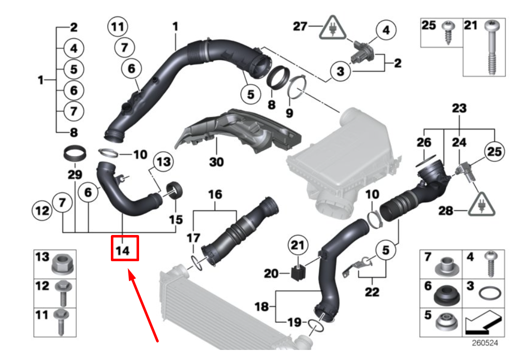 new bmw 5 f10 air duct hose tube pipe 13717583727 7583727 original