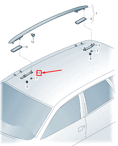 new vw touareg 7p front left roof rail securing bracket 7p0860197a original