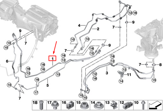 new bmw x7 g07 a/c suction pipe 64536836524 original