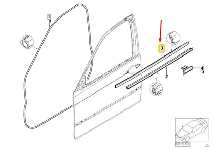 NEW BMW 3 E46 FRONT RIGHT DOOR WINDOW OUTER WEATHERSTRIP 51338194712 ORIGINAL