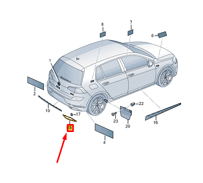 new vw golf cd mk8 rear right bumper trim 5h6853332c041 original