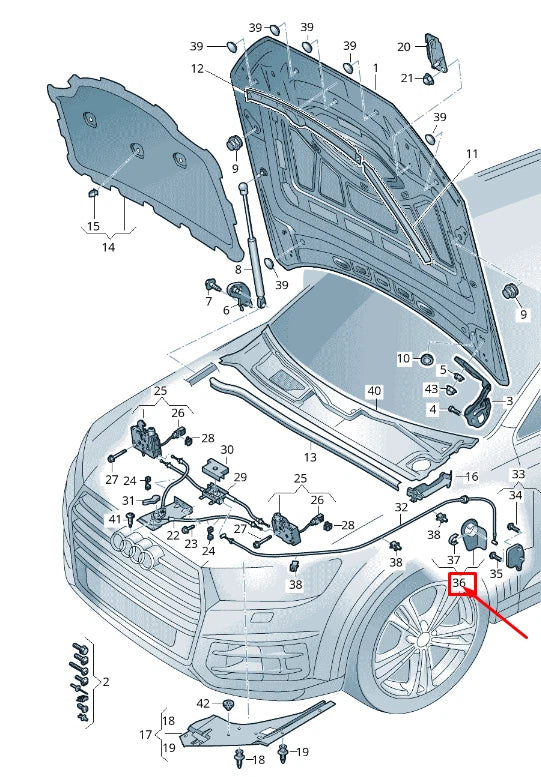 NEW AUDI Q8 4MN RIGHT BONNET RELEASE HANDLE RHD 4M8823533J4PK
