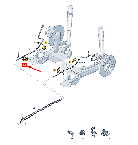 new vw caddy sb mk4 rear right brake pipe bracket 5q0611794d original