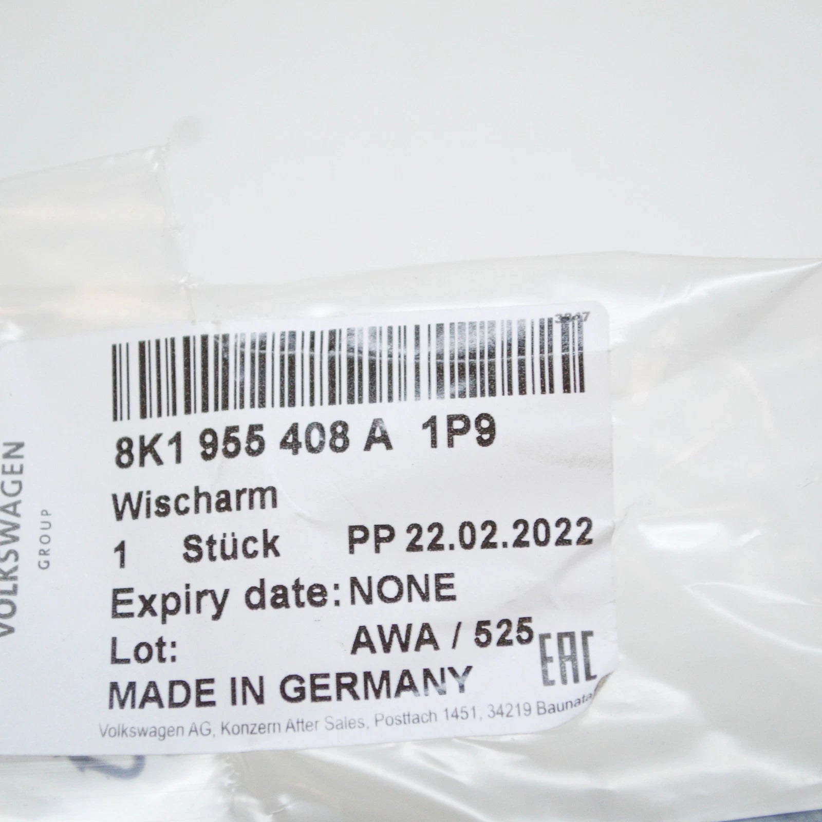 NEW AUDI A4 B8 FRONT WINDSHIELD RIGHT AERO WIPER ARM LHD 8K1955408A1P9