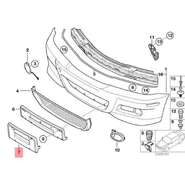 NEW BMW M3 E46 COUPE FRONT BUMPER LICENSE PLATE BASE 51112695262 ORIGINAL