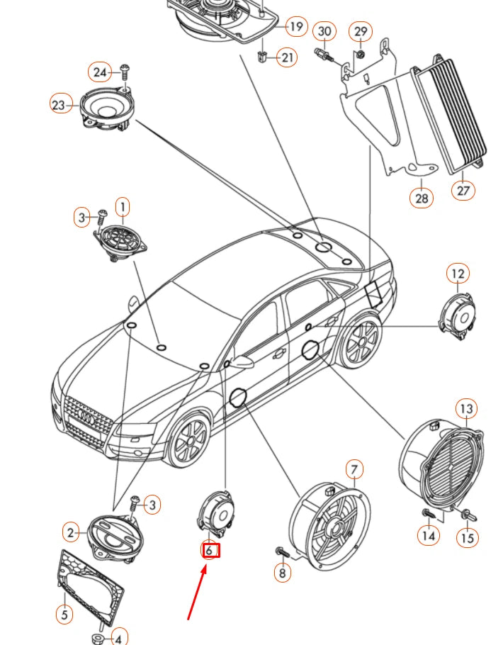 NEW AUDI A4 B8 FRONT DOOR TREBLE SPEAKER 8T0035399B ORIGINAL