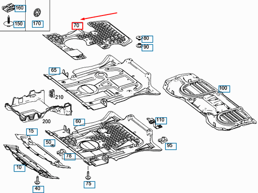 new mercedes-benz ml w166 undershields damping mat a1665240585 original