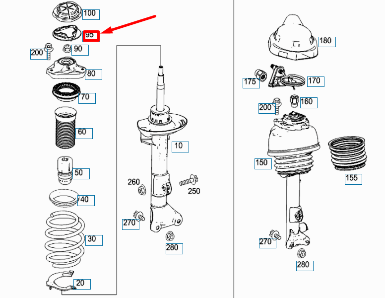 NEW MERCEDES-BENZ E W212 FRONT LEFT STRUT MOUNT COVER A2123270786 ORIGINAL
