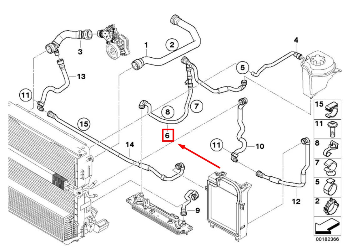 NEW BMW X5 E70 RADIATOR COOLANT HOSE 17127808117 7808117 ORIGINAL