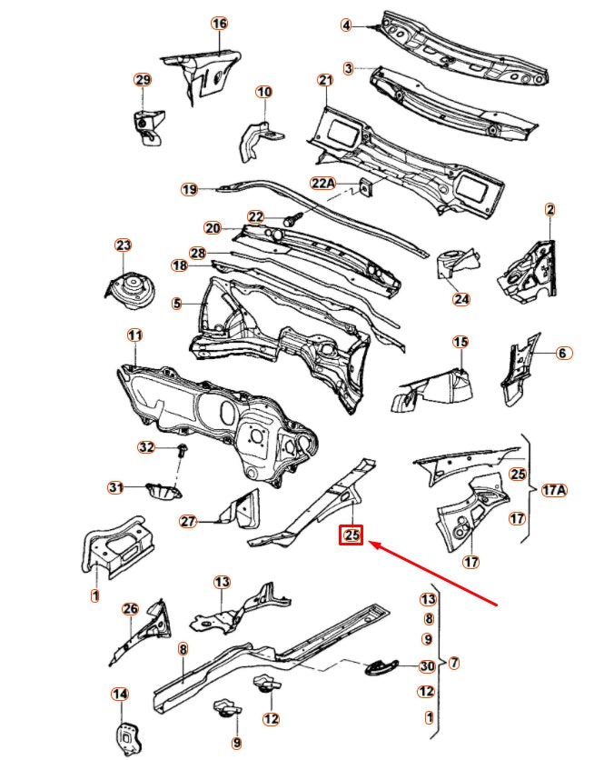 NEW VW JETTA A5 FRONT LEFT UPPER FENDER SIDE MEMBER RAIL 1K0809145A ORIGINAL