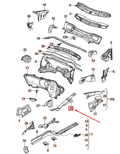NEW VW JETTA A5 FRONT LEFT UPPER FENDER SIDE MEMBER RAIL 1K0809145A ORIGINAL