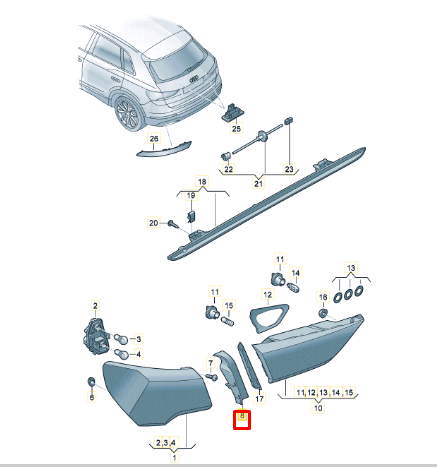 new audi q3 f3 sportback rear right taillight trim 83f945254 original