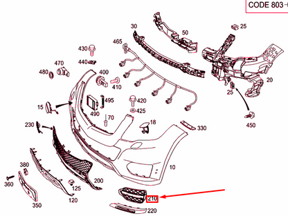 NEW MERCEDES-BENZ GLK X204 FRONT BUMPER LEFT GRILLE COVER A2048857123 ORIGINAL